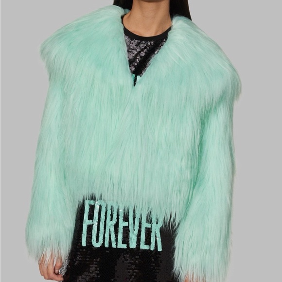 NEW Taylor Swift The Life of a Showgirl Mint Faux Fur Coat - Size XS/S - Picture 2 of 6